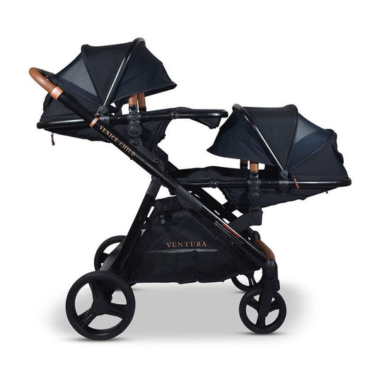 Venice Child Ventura Single to Double Sit-And-Stand Tandem Stroller with 2nd Toddler Seat