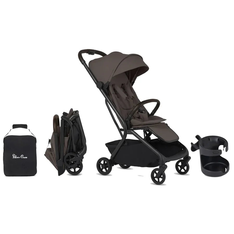 Silver Cross Nia Compact Stroller Travel Bundle - Chocolate